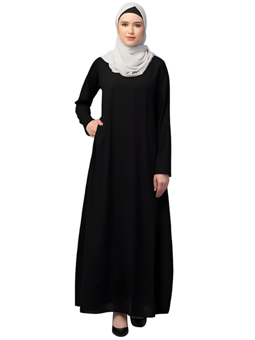 Women's & Girl Inner Abaya Dress With Side Pocket Size M Color Black